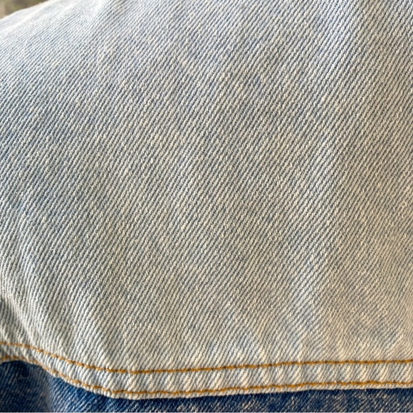 BLANK NYC Two-Tone Cropped Denim Trucker Jacket, Size S - Picture 9 of 11